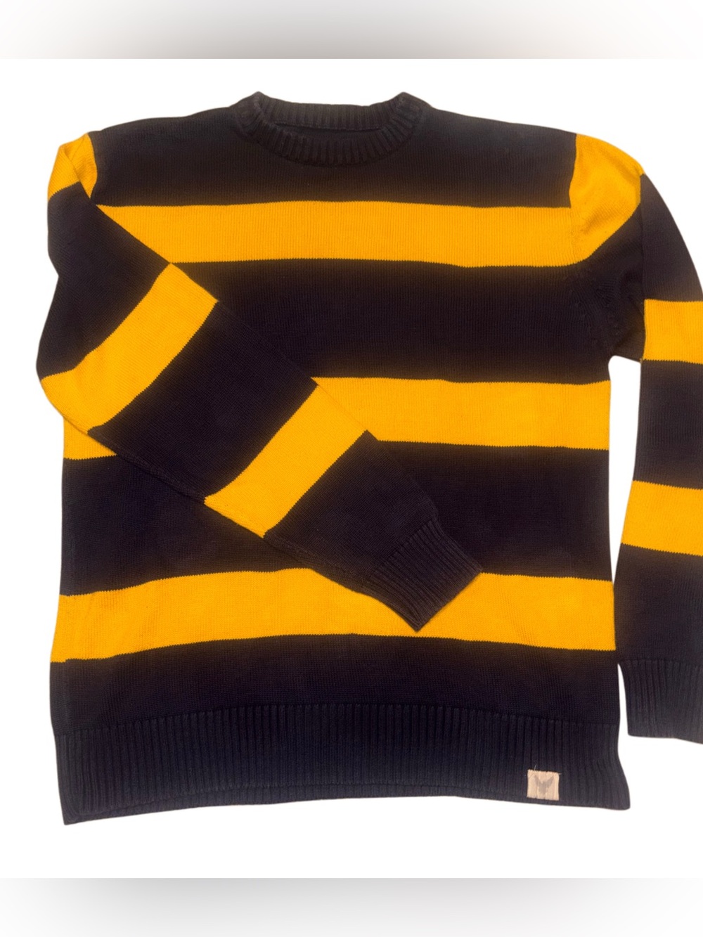 Navy and Yellow Striped Crewneck Sweater